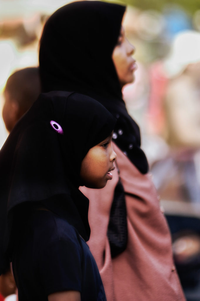 Photo of veiled woman and girl, London