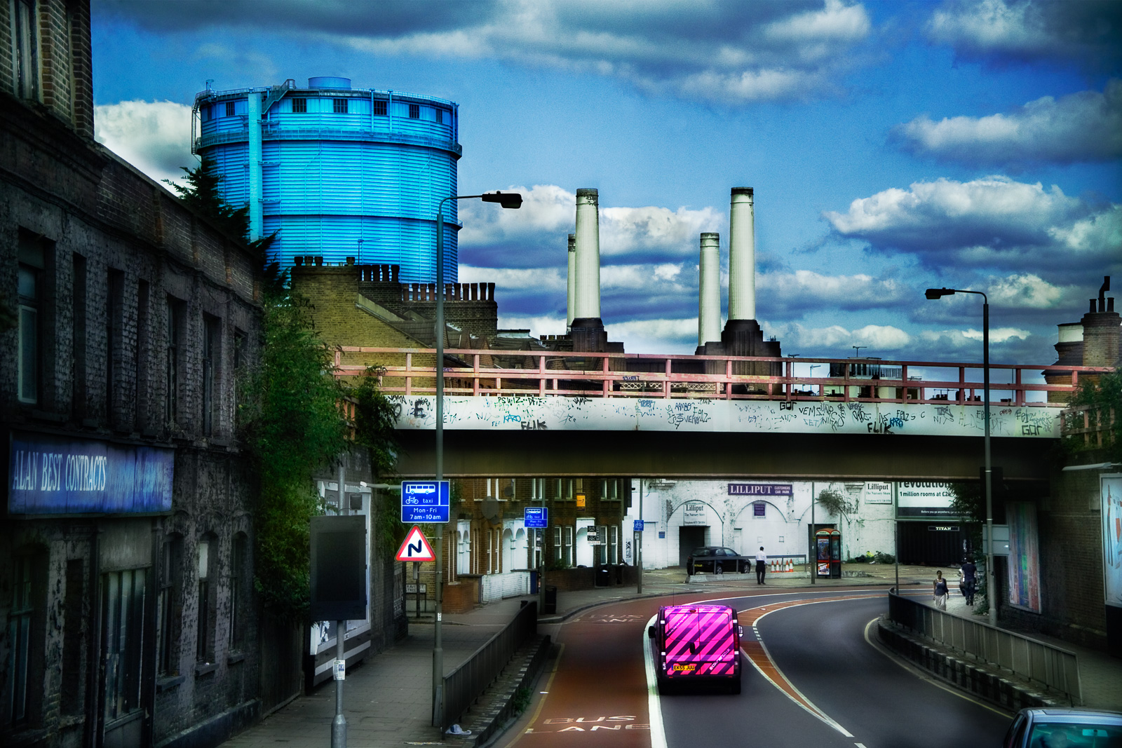 Photo of London urban street, Battersea Power Station, London, England