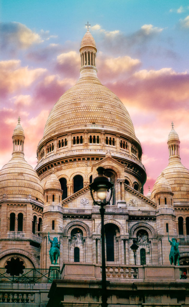 Photograph of the cathedral Sacre Coeur in Montmartre, Paris, France